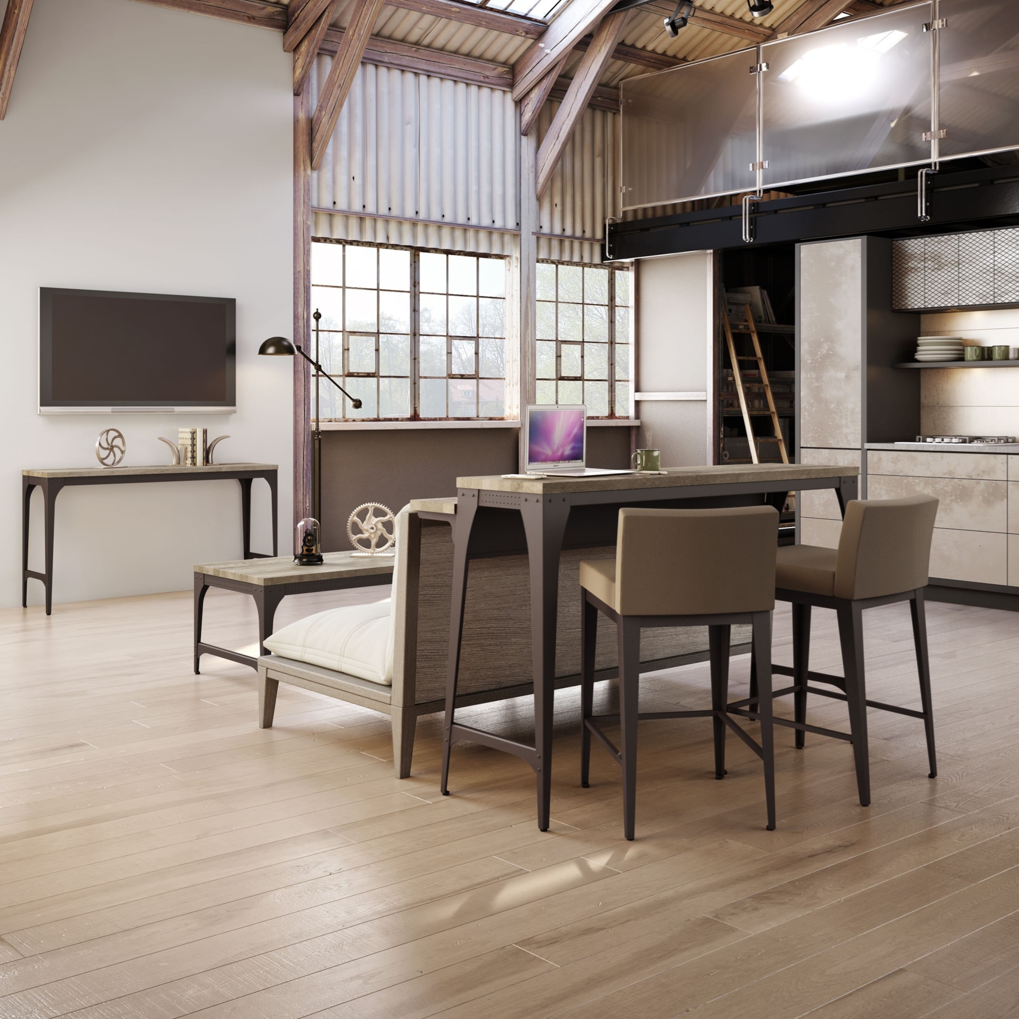 Amisco Industrial 668954094 Customizable Elwood Living Room Island